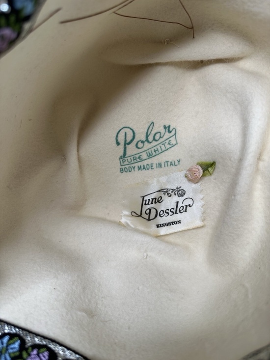 White Cloche Hat, Polar Pure Made In Italy Classic 20s Flapper Florals main image 11